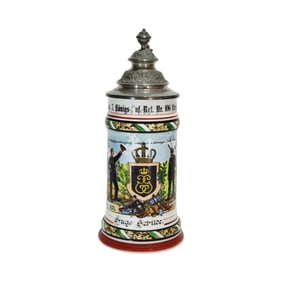Regimental Stein, German Regimental Beer Stein, Kgl. Sachs. 7. Konigs-Inf.-Rgt. Nr. 106 Leipzig 8.