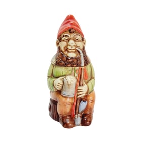Gerz Character Stein, German Beer Stein, Gnome Smoking a Pipe Holding a Beer
