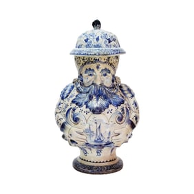 French Faience Character Stein, French Beer Stein, Bartman Jug