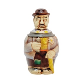 Gerz Character Stein, German Beer Stein, Tyrolean Man with Hat