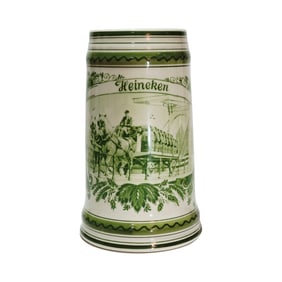 Delftsche Huys. Holland Beer Stein, Heineken Delft Green Beer Stein