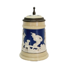 Mettlach Stein #2182, German Beer Stein, Peasants Bowling