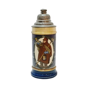 Mettlach Stein #2937, German Beer Stein, Night Watchman