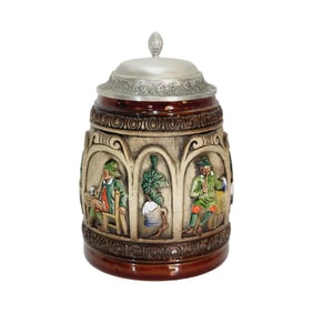 Gerz Stein, German Beer Stein, 4 Drinking Scenes