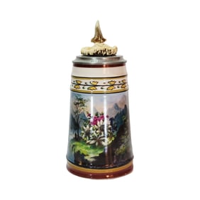 Porcelain Stein, German Beer Stein, Pastoral Scene