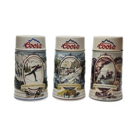 Coors Brewery Steins, Brazilian Beer Steins, Set of Three Coors Steins