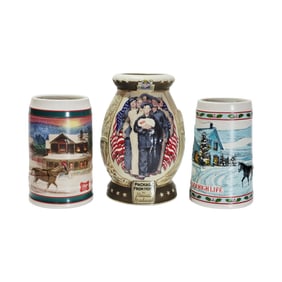 Miller Brewery Steins, Chinese & Brazilian Beer Steins, 3 Miller Beer Steins