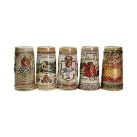 Stroh's Brewery Steins, Brazilian Beer Steins, Set of 5 Stroh's Heritage Series