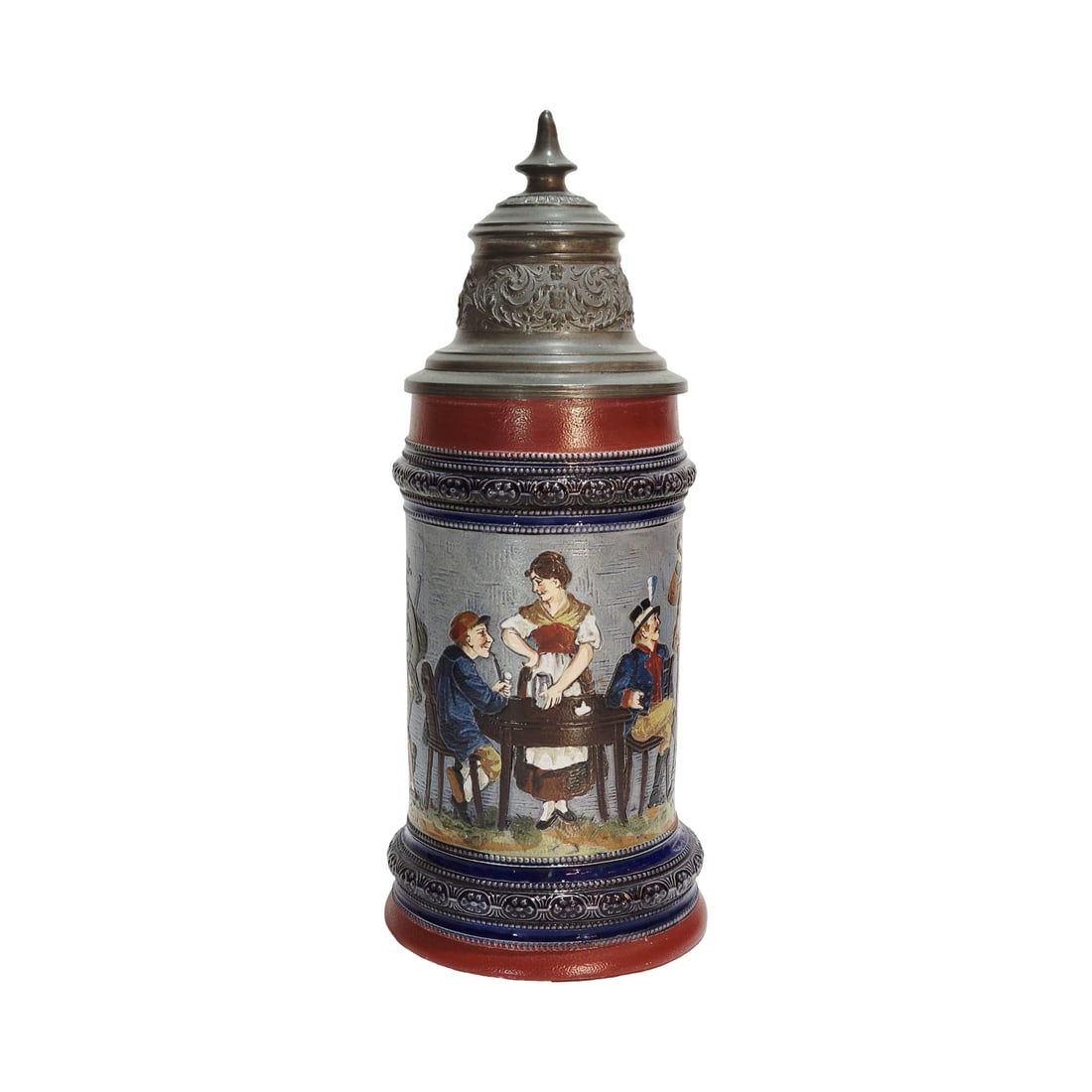 Hauber & Reuther #165, German Beer Stein, Tavern Scene (1 of 12)