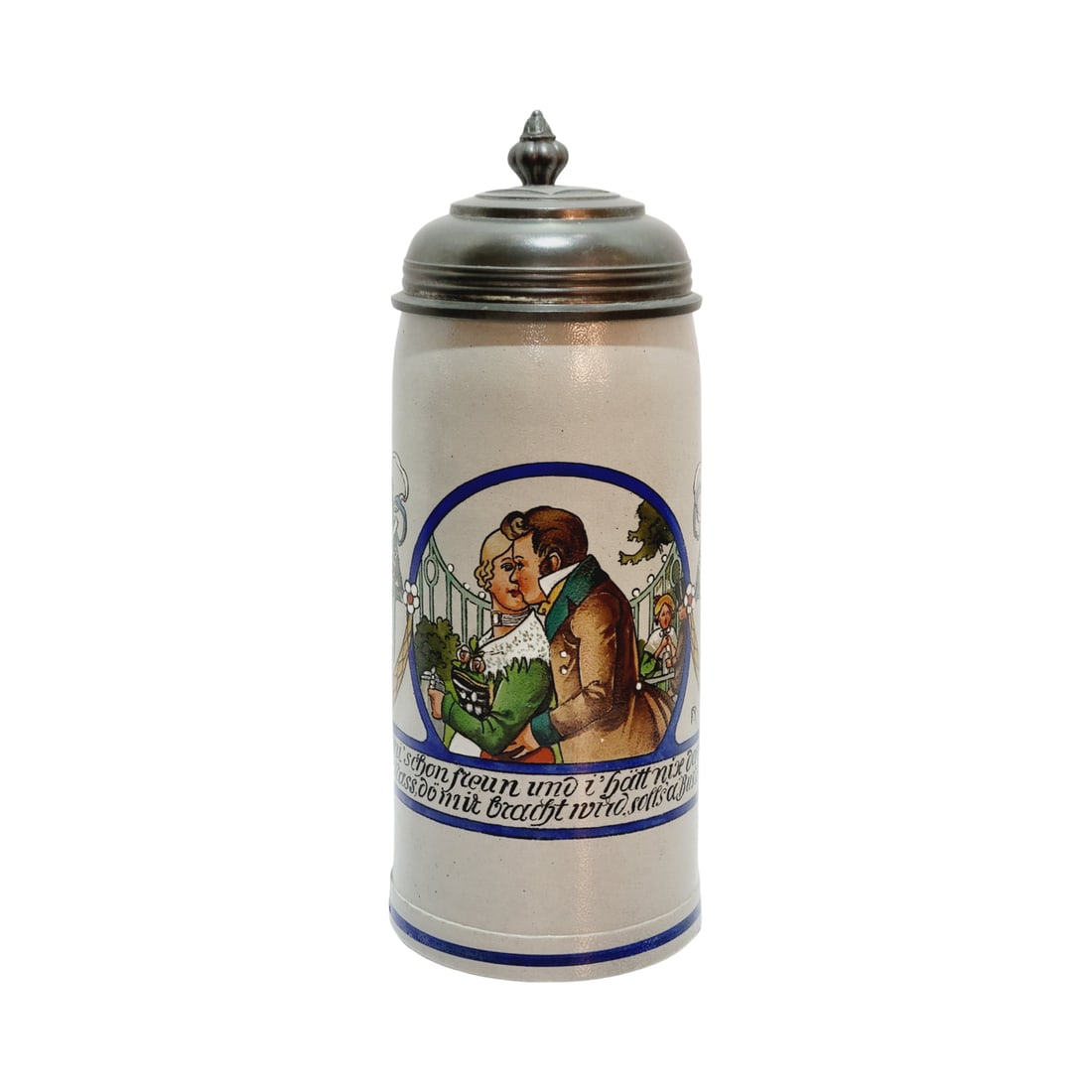 Merkelbach & Wick Stein, German Beer Stein, Courting Couple with Saying (1 of 11)