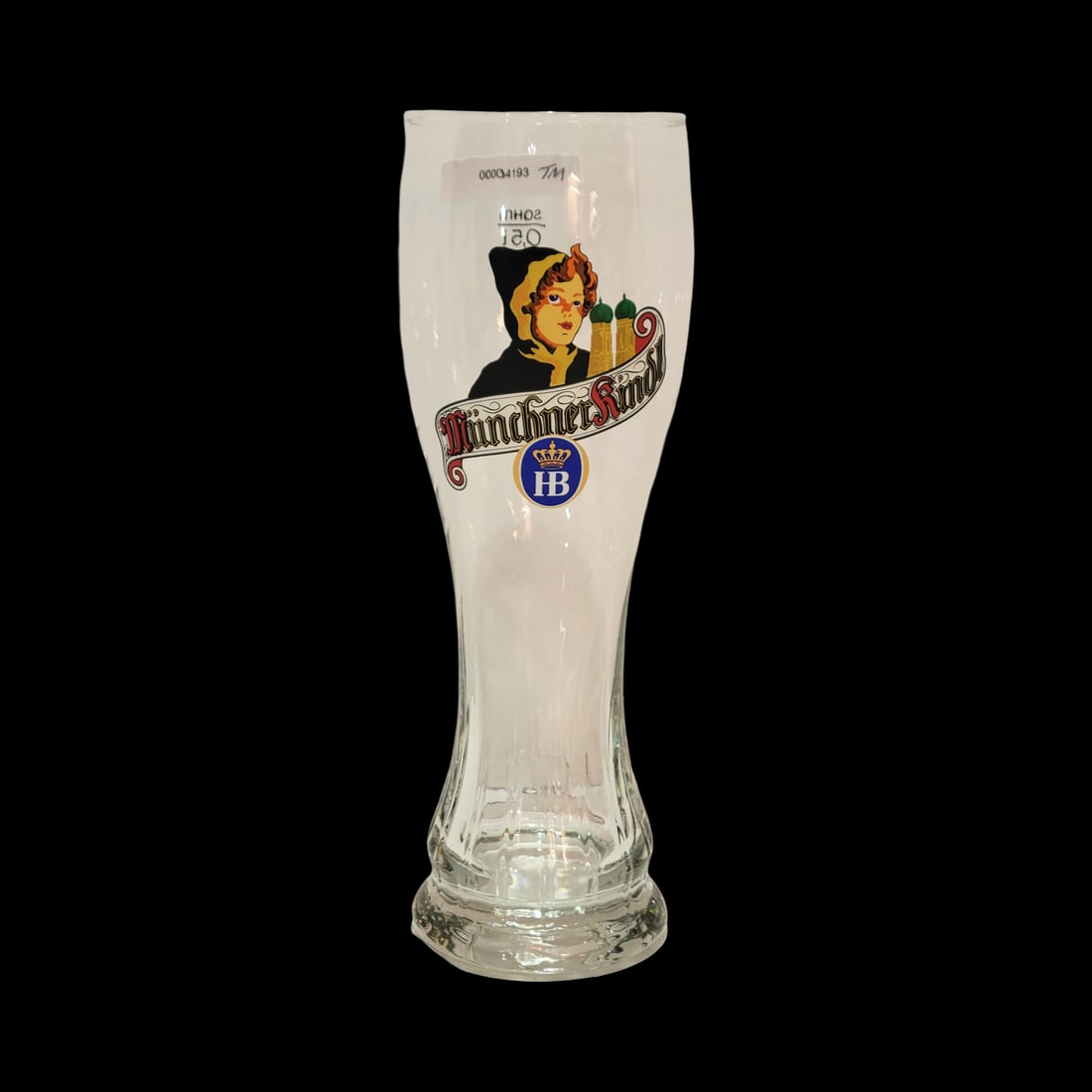 Sohm Pilsner, German Brewery Pilsner, HB M?nchener Kindl: 0.5 Liter blown twisted clear glass with trasnfer, circa late 1900's