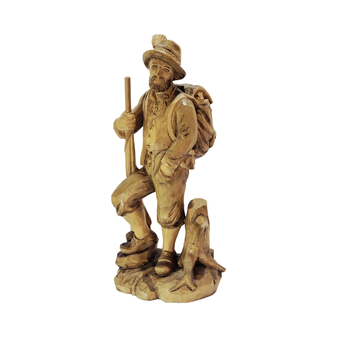 Wood Carving, German Wood Carving, The Hunter: 12.0" Tall x 5.0" Wide hand carved wooden figurine, circa early 1900's