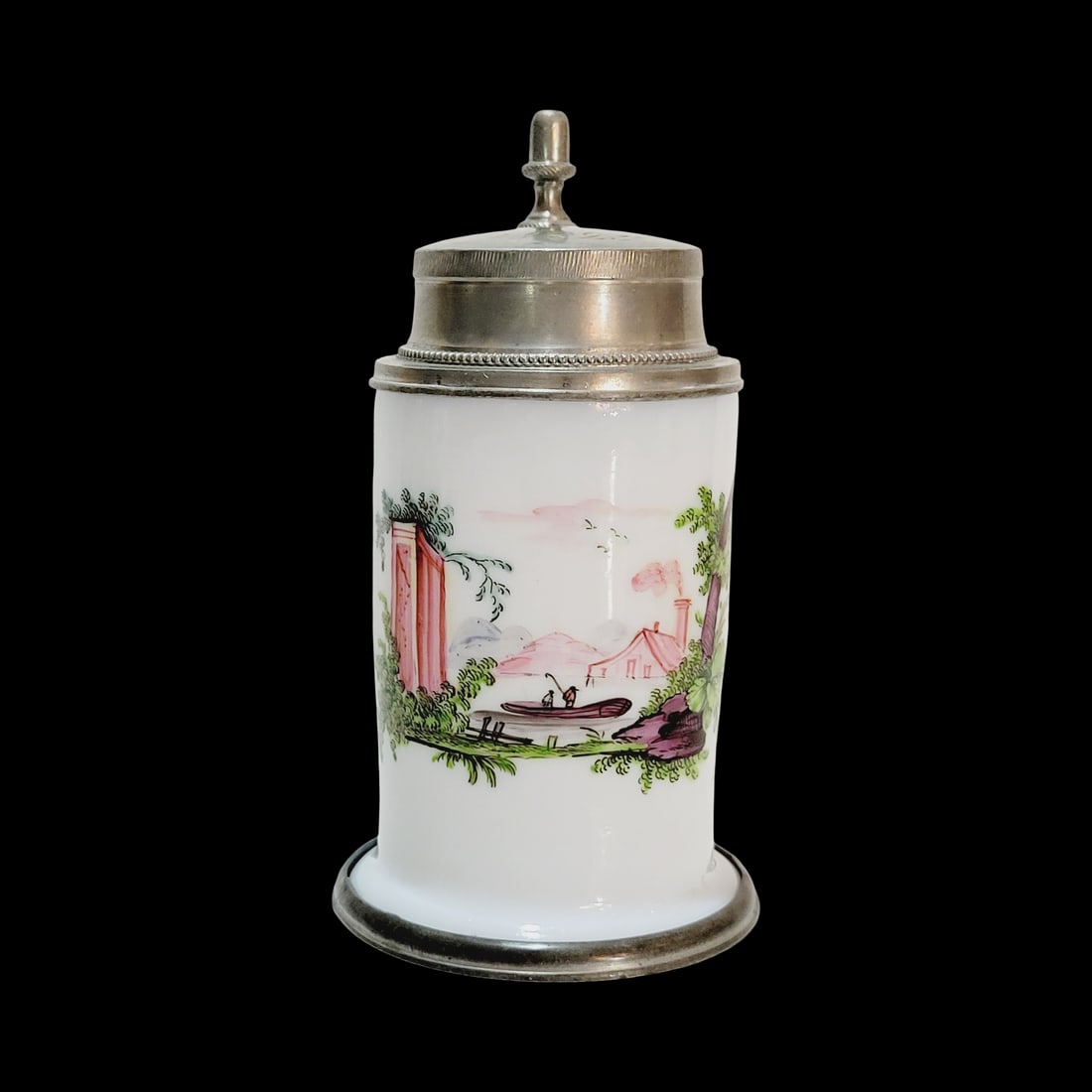 Milk Glass Stein, German Beer Stein, Pastoral Scene (1 of 15)