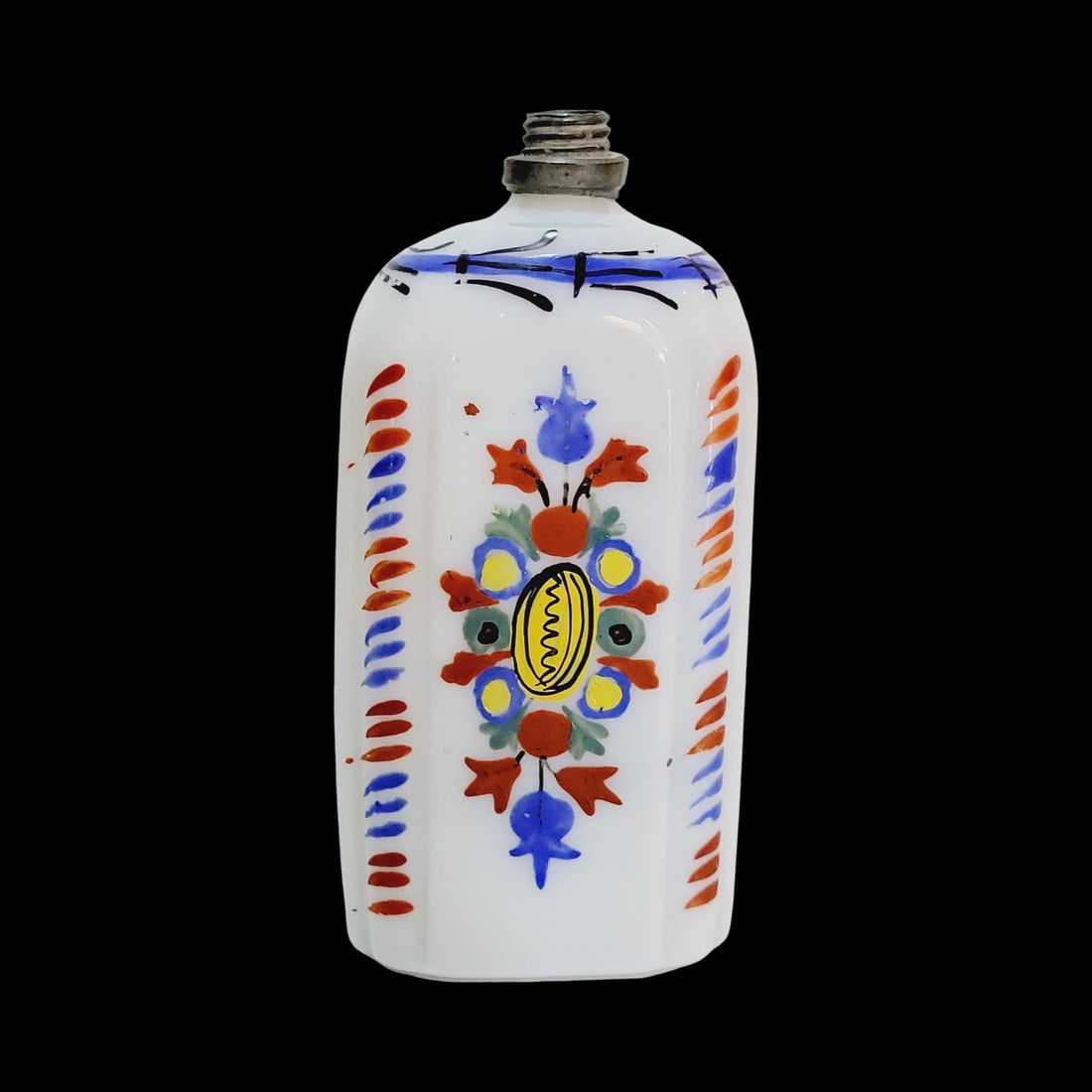 Southern Germany Schnapsflaschen, German Liqour Bottle, Floral Pattern with Gord in Middle (1 of 8)