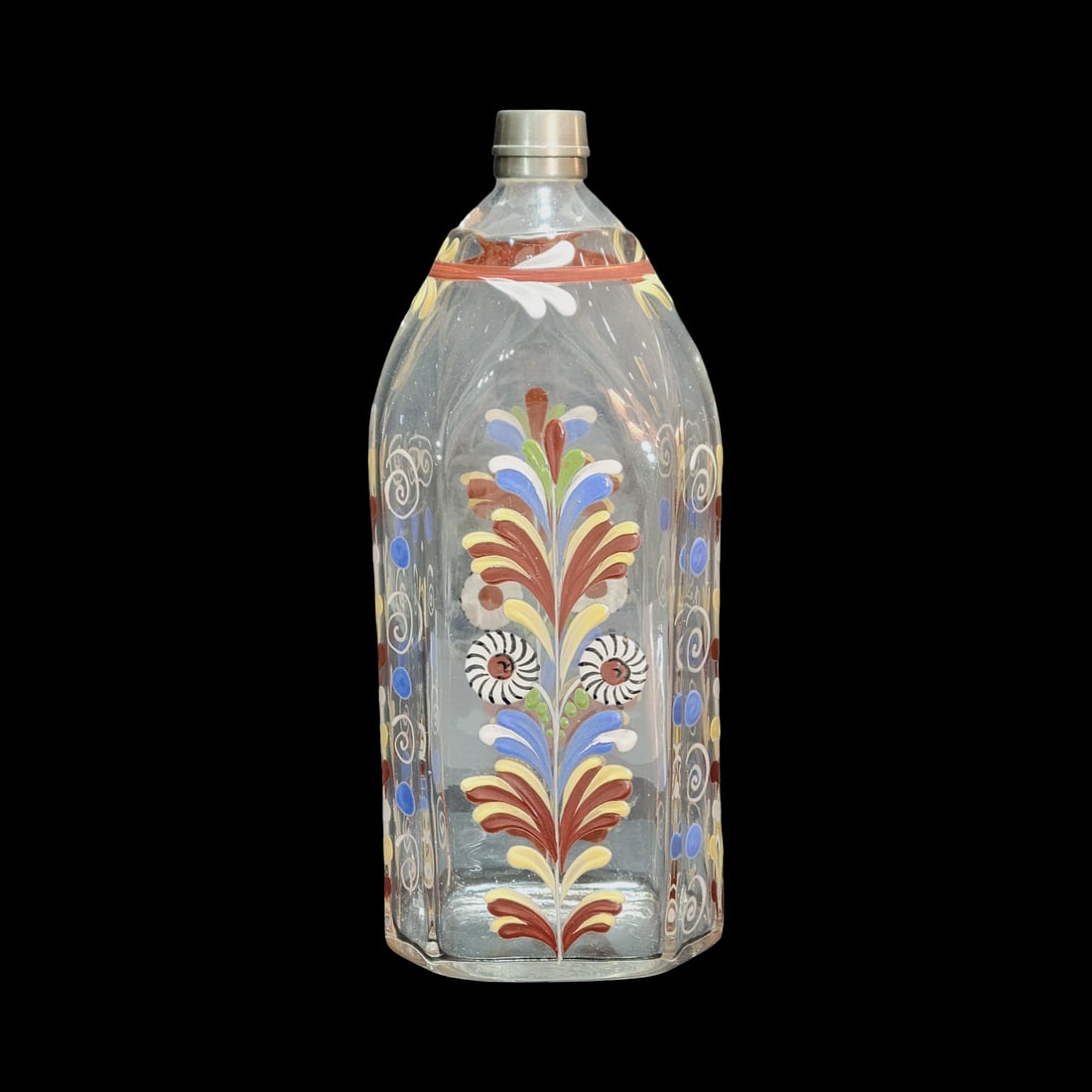 Bohemian Schnapsflaschen, German Liqour Bottle, Floral Pattern (1 of 8)