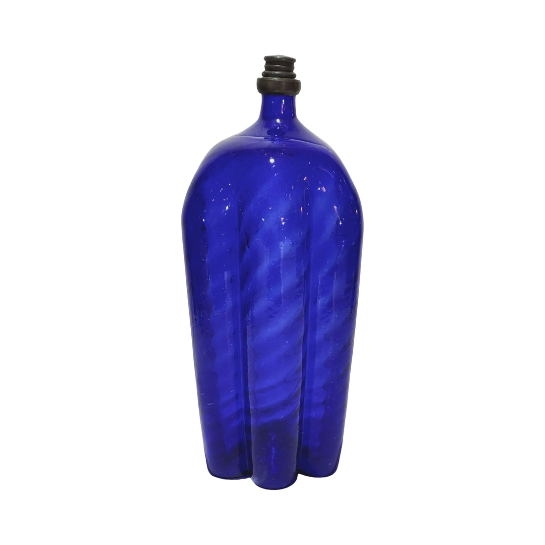 Alpine Cobalt Bottle, German Cobalt Bottle, Blue Swirled Ribbed Bottle (1 of 7)