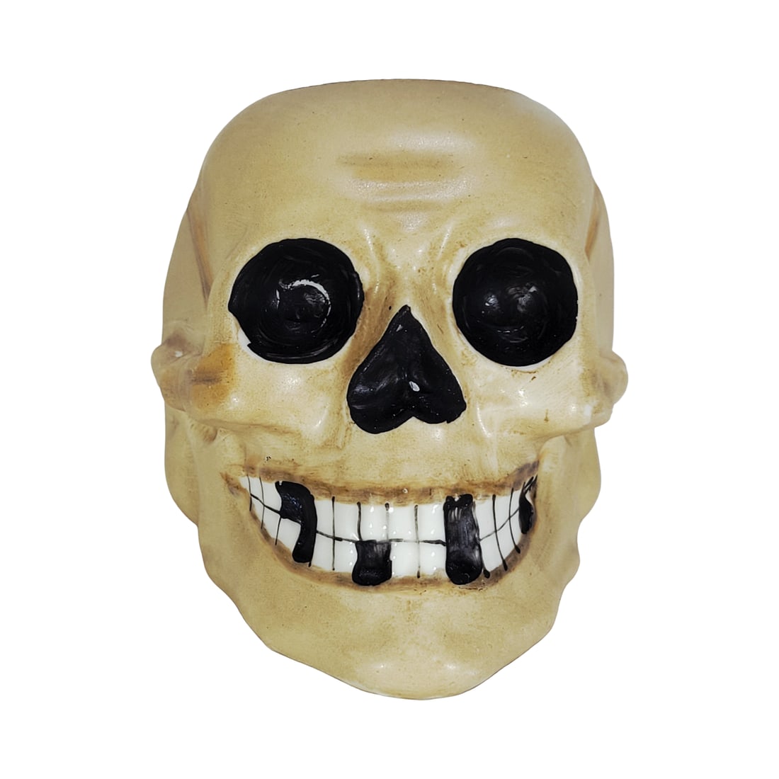 Porcelain Factory Victoria Altrohlau Skull Cigar Holder, German Cigar Holder, Skull Holder: 4.0" Tall by 4 7/8" Wide porcelain hand painted skull, circa 1891