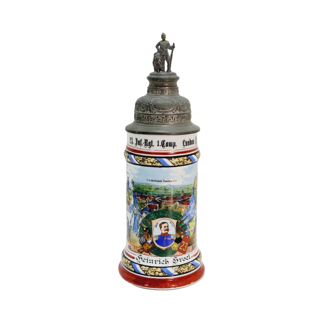 Regimental Stein, German Beer Stein, 23 Inft.-Rgt. 1. Comp. Landau 1903-1905 (1 of 16)