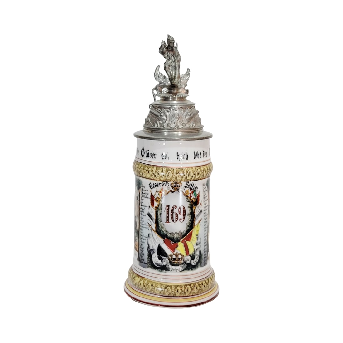 Regimental Stein, German Beer Stein, 5. Comp. 8. Batl. Inft.Regt. No.169 Rustat. 1896-1898 (1 of 13)