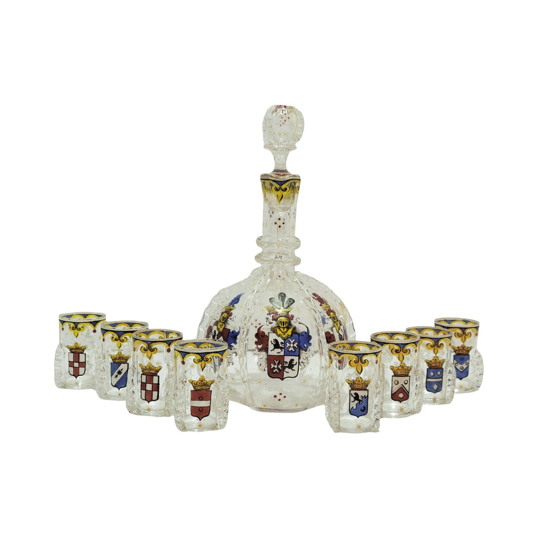 Liqour Decanter Set, Bohemian Decanter Set, German Amorial Decanter Set (1 of 15)