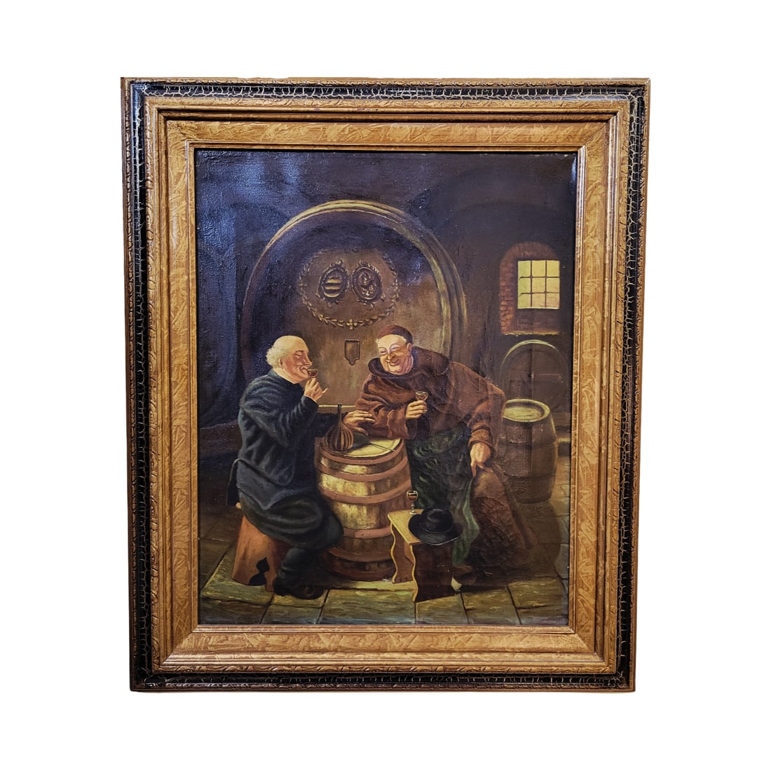 Oil on Canvas, German Oil Painting, Monks in the Celler (1 of 9)
