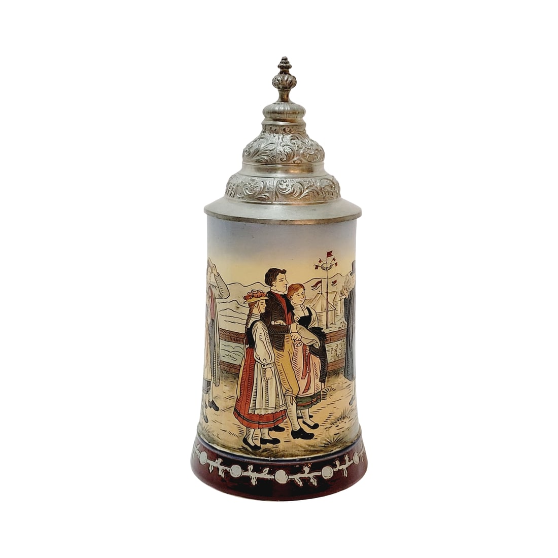 Hauber & Reuther #406, German Beer Stein, Country Scene (1 of 7)