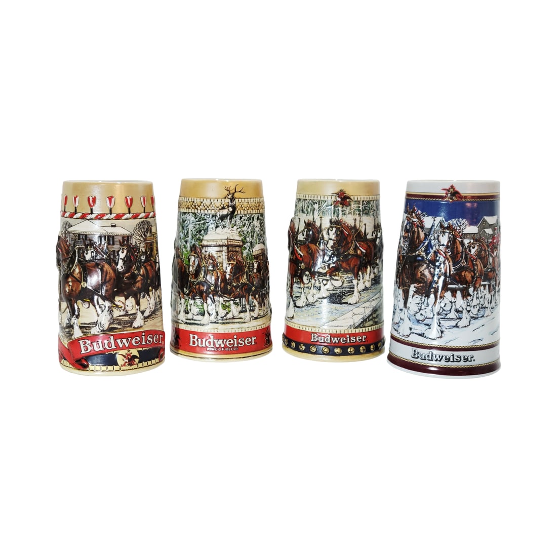 Anheuser-Busch Steins, Ceramarte Beer Steins, 1986, 1987, 1988, & 1989 Traditional Holiday Steins (1 of 9)
