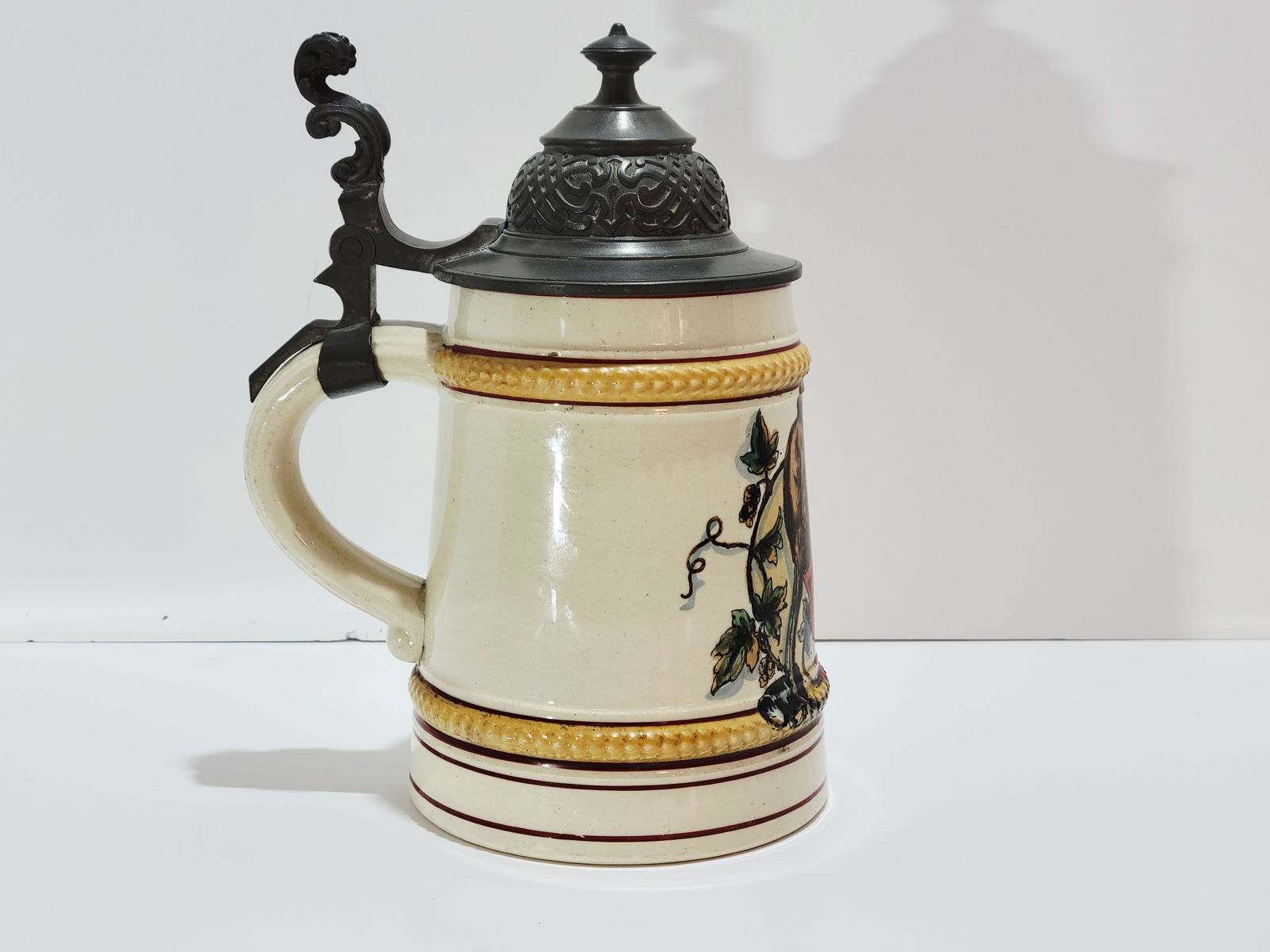 Pottery Stein, German Beer Stein, Monkey with Stein - 2