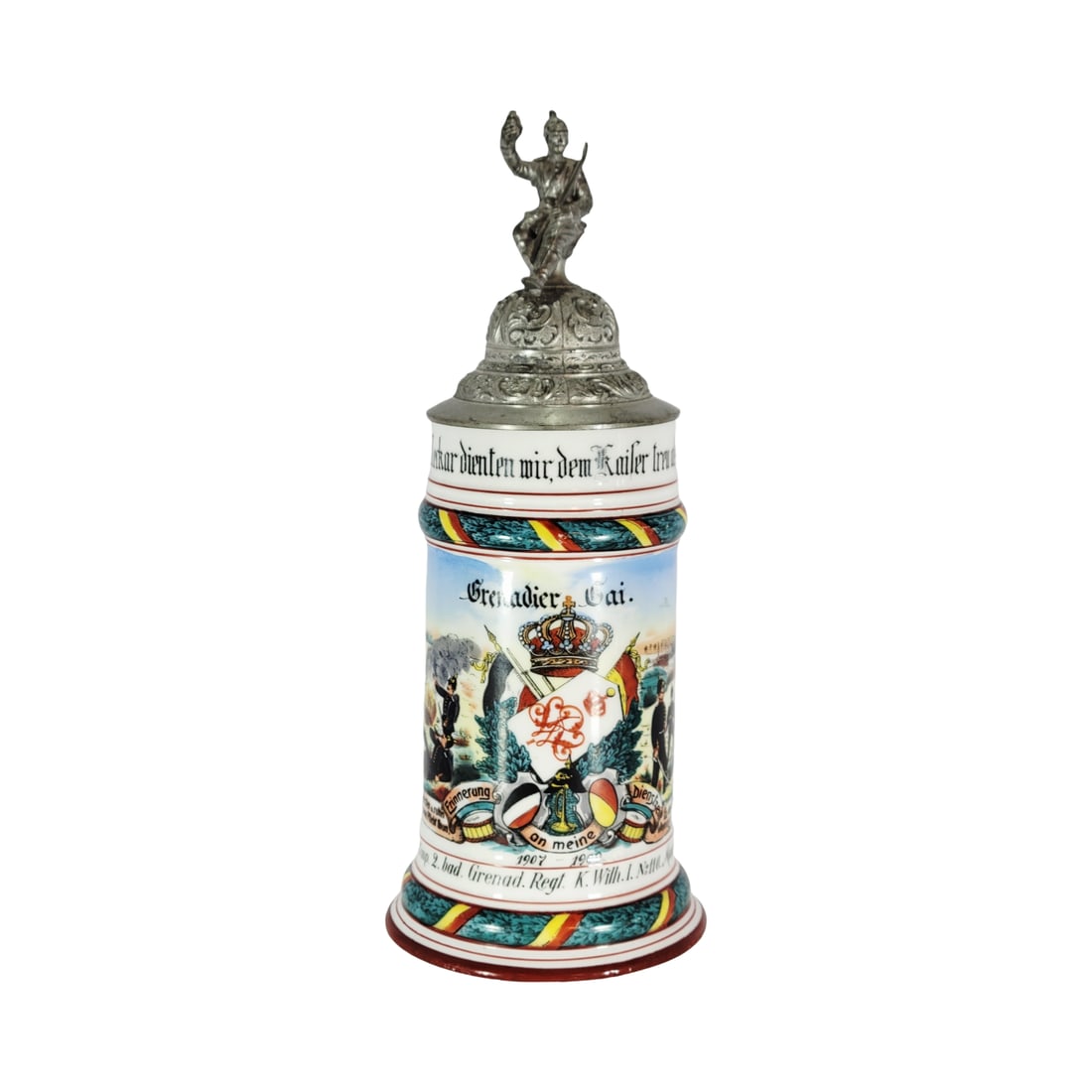 Porcelain Stein, German Regimental Stein, 3.Comp.2.bad.Grenad.Regt. K. Wilh. I. No110. Mannheim (1 of 14)