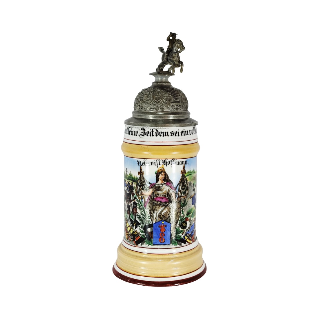 Porcelain Stein, German Regimental Stein, 1.reit.Battr.Feld.Artl.Regt.v.Holtzendorff. No.8. St. (1 of 16)