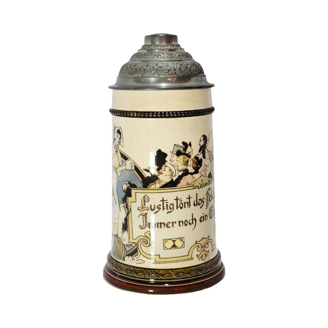 Villeroy & Boch Mettlach #2271/1020, German Beer Stein, Barmaid Serving Crowd (1 of 13)