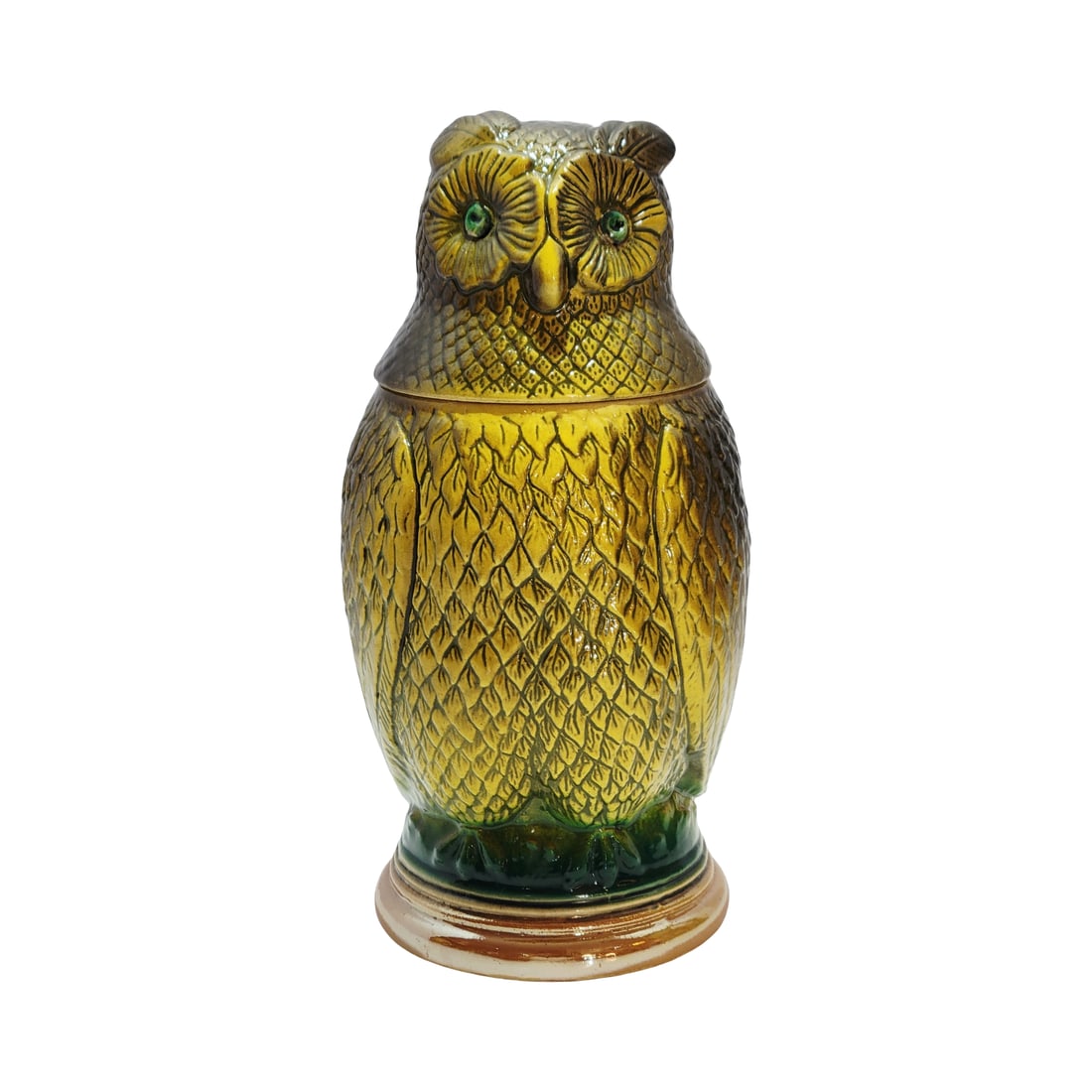 Matthias Girmscheid Stein #740, German Character Beer Stein, Owl: 1/2 Liter pottery with pottery figural lid, circa 1960's