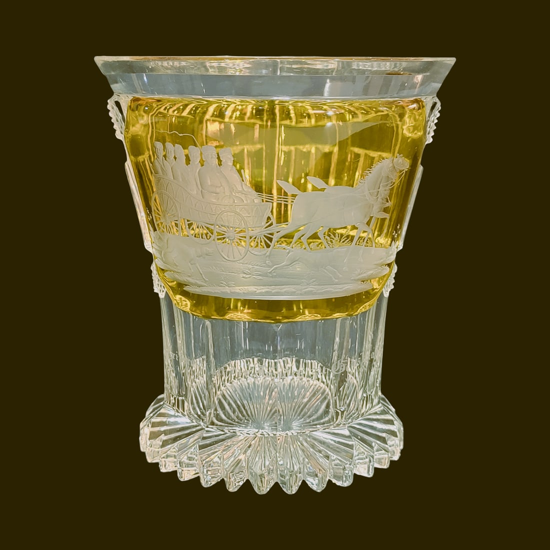 Glass Beaker, Bohemian Glass Beaker, Horse Drawn Carraige (1 of 14)