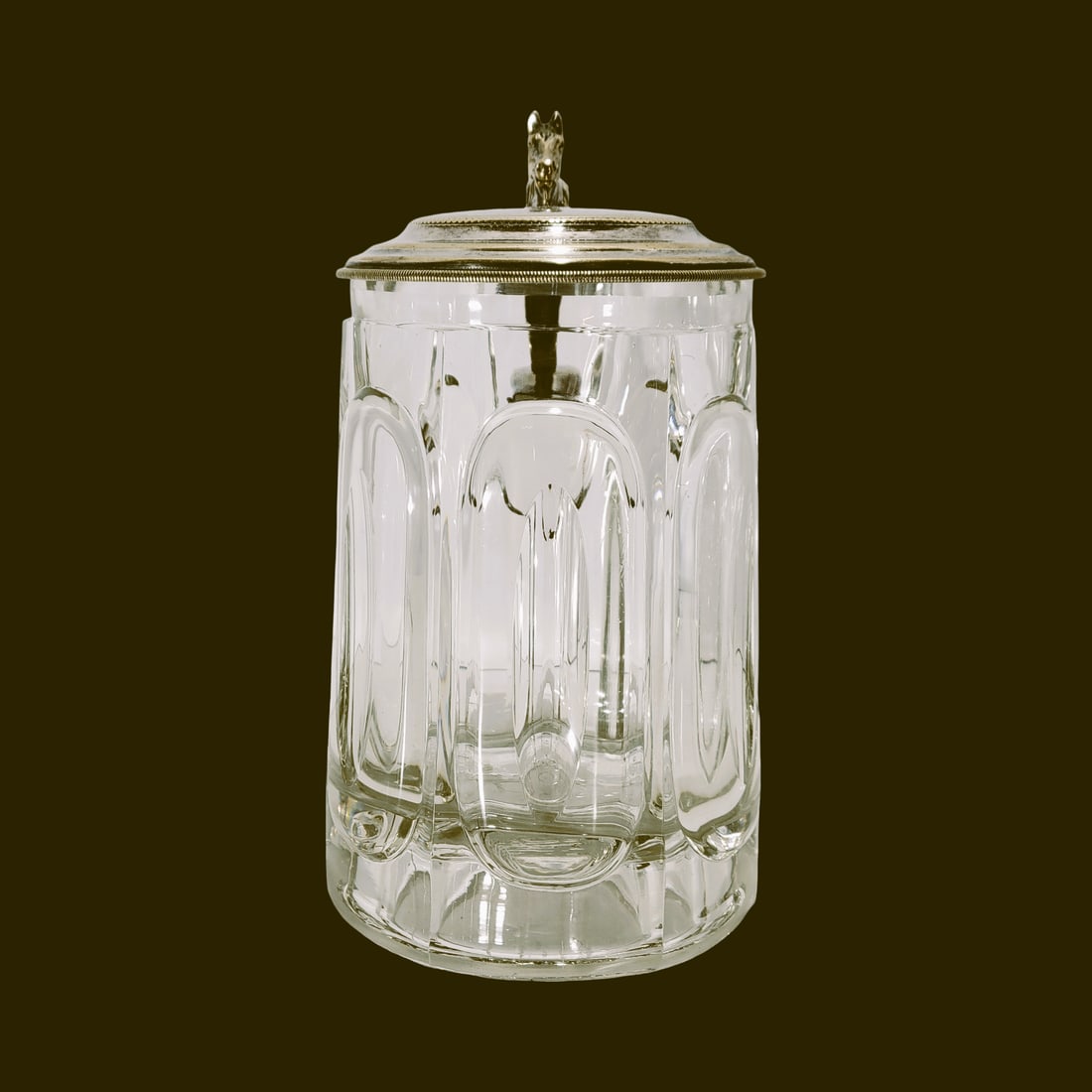 Glass Stein, German Beer Stein, Faceted Stein with Oval Cuts (1 of 11)