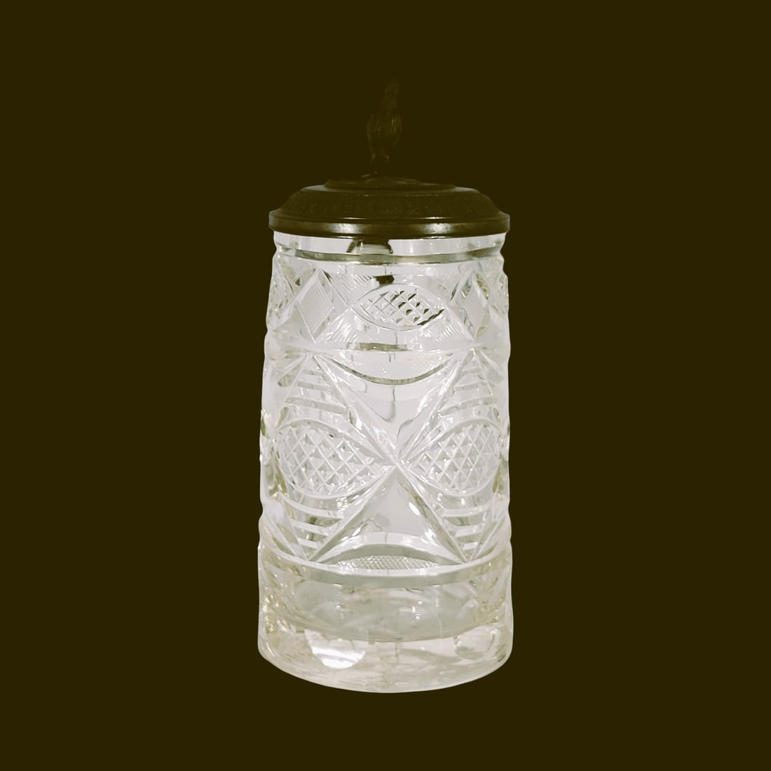 Glass Stein, Bohemian Beer Stein, Heavily Cut Glass Stein (1 of 11)