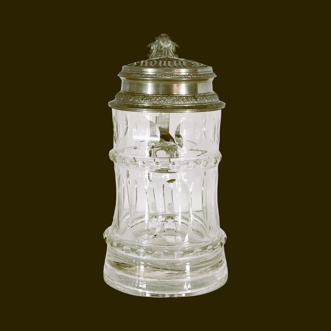 Glass Stein, Bohemian Beer Stein, Ribbed Glass Stein (1 of 16)