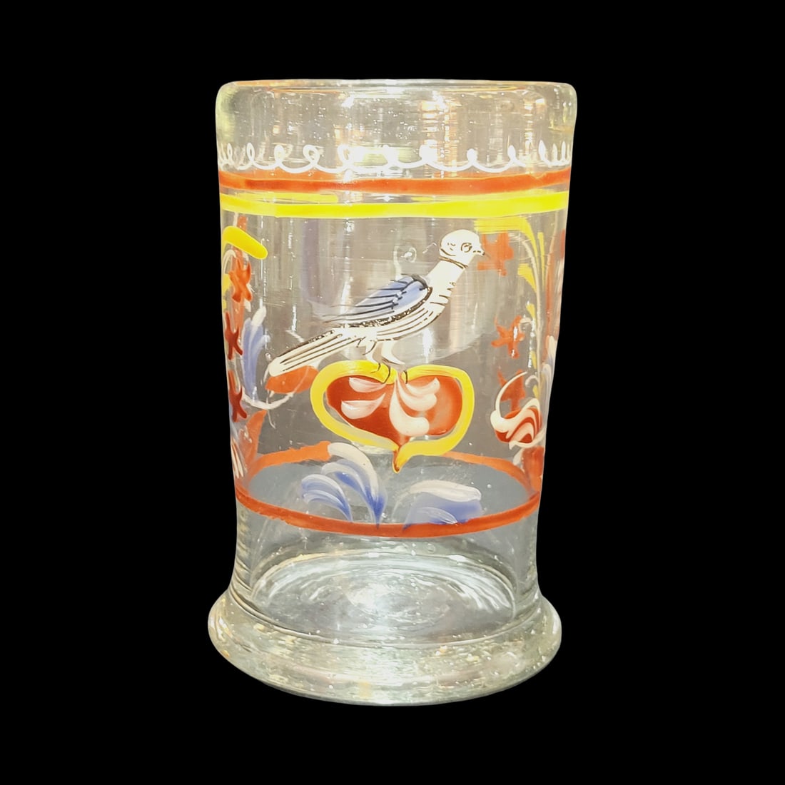 Glass Mug, Bohemian Beer Mug, Primitive Enameled Mug (1 of 11)