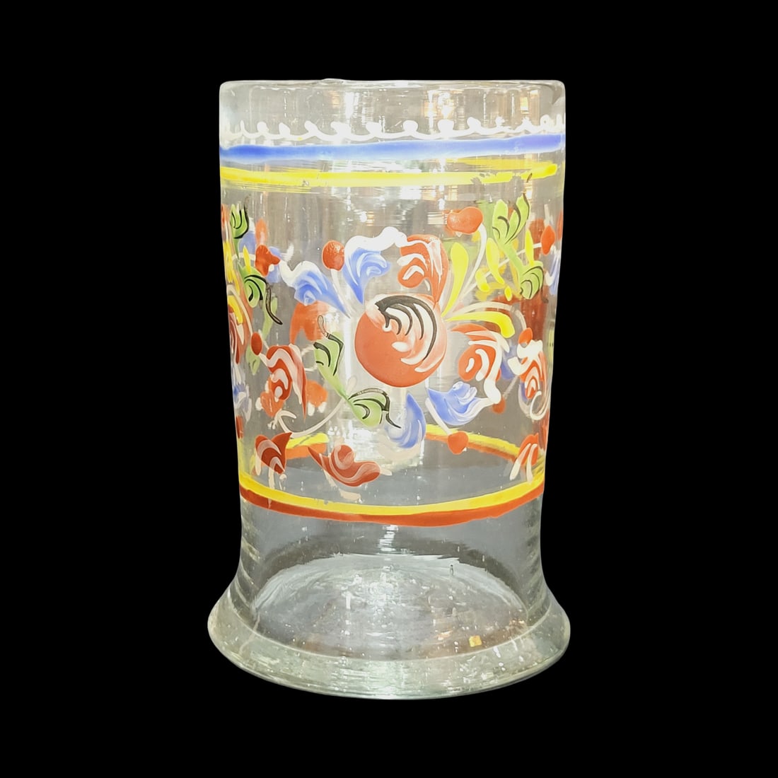 Glass Mug, Bohemian Beer Mug, Primitive Enameled Mug (1 of 11)