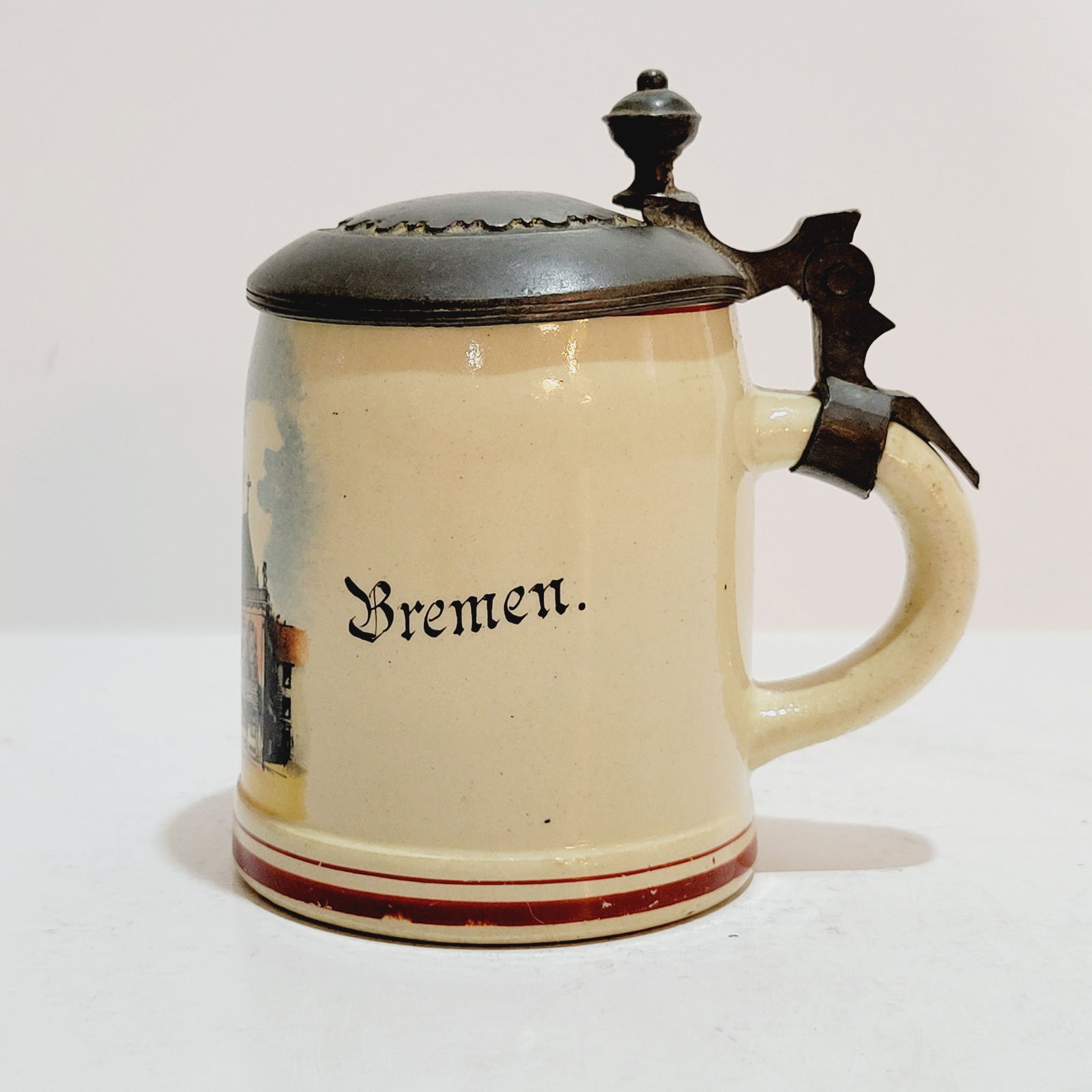 Pottery Stein, German Beer Stein, Grus aus Bremen - 3