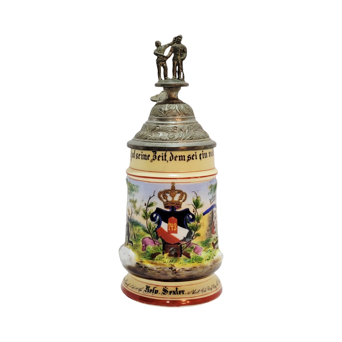 Porcelain Stein, German Regimental Stein, 4. Unt. Els. Inf. Reg. No. 143 Mutzig 1901-1903 (1 of 15)