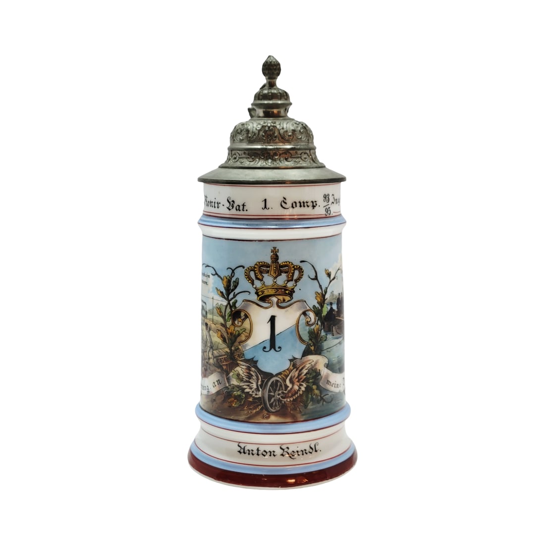 Porcelain Stein, German Regimental Stein, 1. Pionir-Bat. 1. Comp. Ingolstadt. 1893-1895 (1 of 11)