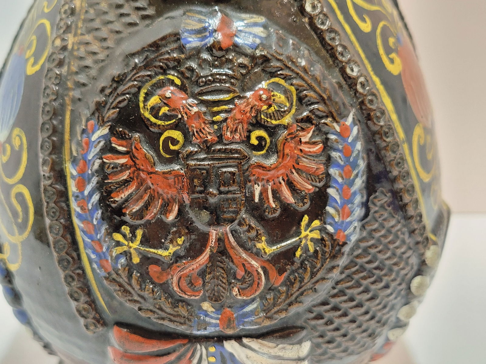 Stoneware Stein, German Beer Stein, Dippoldiswalde Double head Imperial Eagle Stein - 6