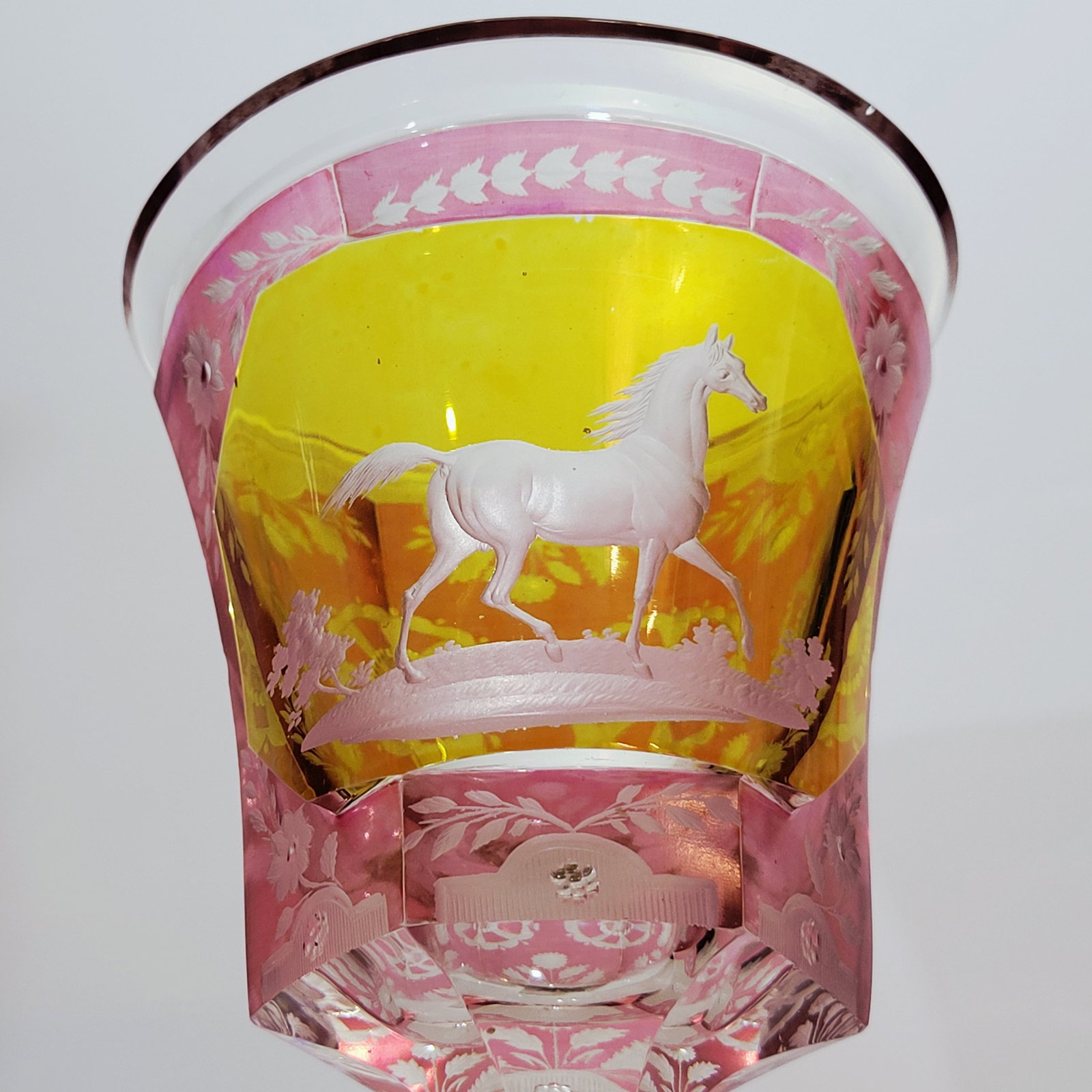 Bohemian Goblet, German Wine Glass, Majestic Horse Chalice - 8