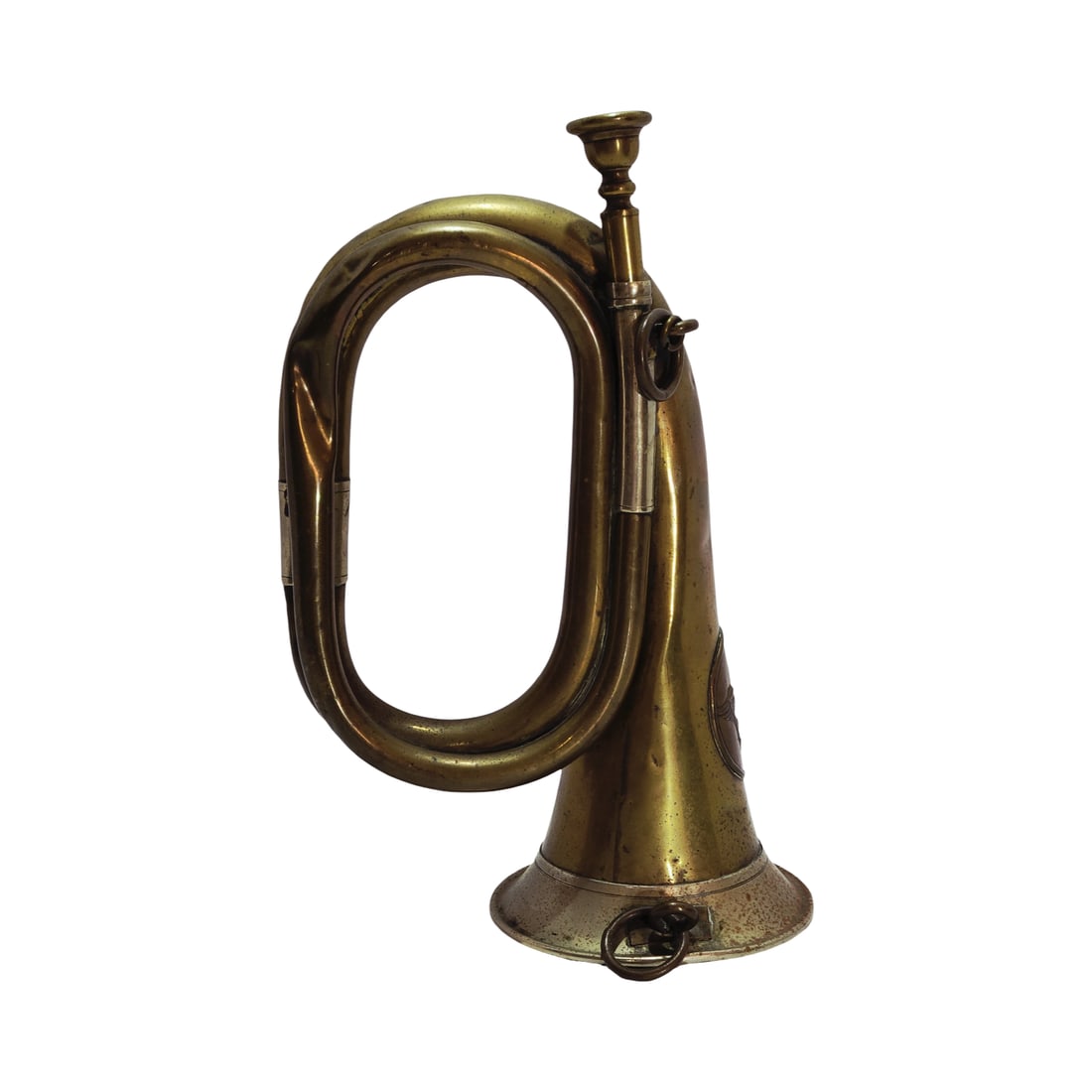 Early Brass Horn, German Military Horn, WWI Military Horn with Imperial Eagle (1 of 9)