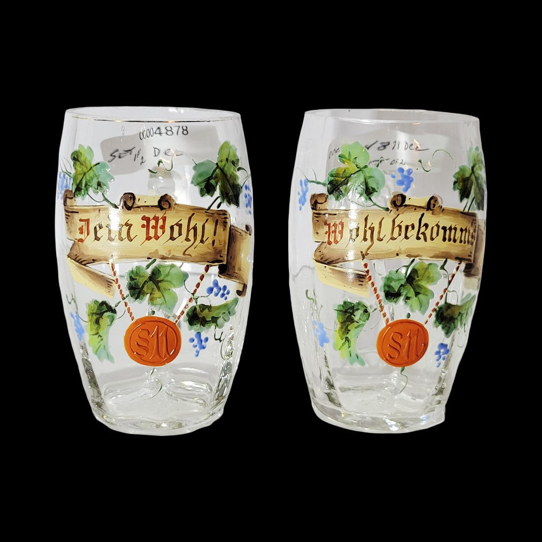 Liqour Glasses, German Beer Glasses, Pair of Liqour Glasses (1 of 10)