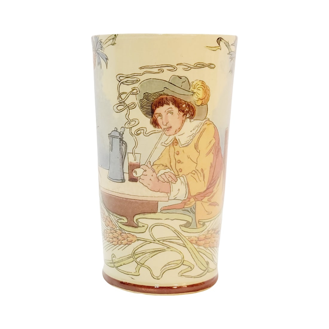 Villeroy & Boch Mettlach #2368/1095, German Beaker, Cavalier Smoking a Pipe (1 of 6)