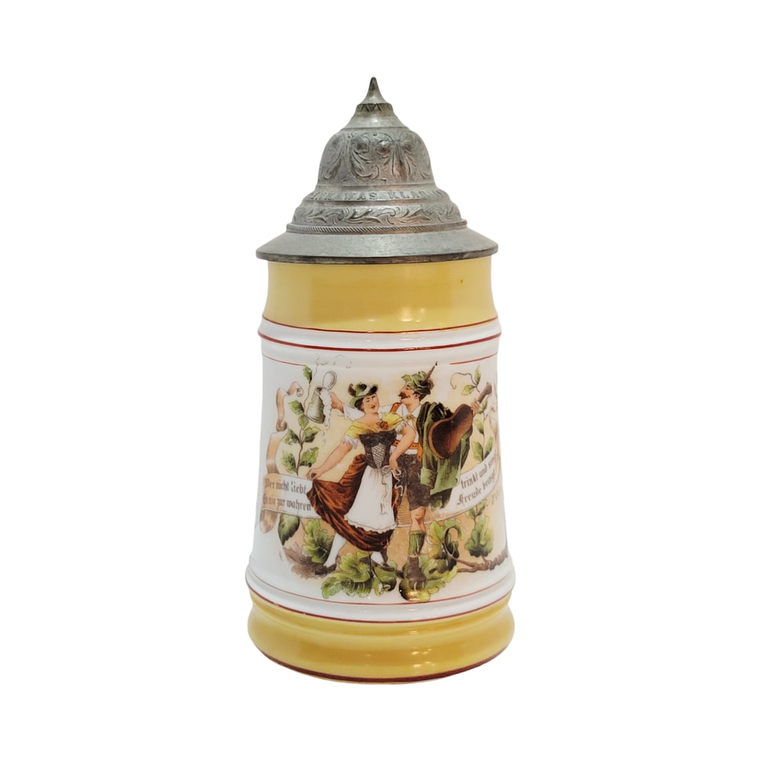 Porcelain Stein, German Beer Stein, Courting Couple with Saying (1 of 10)
