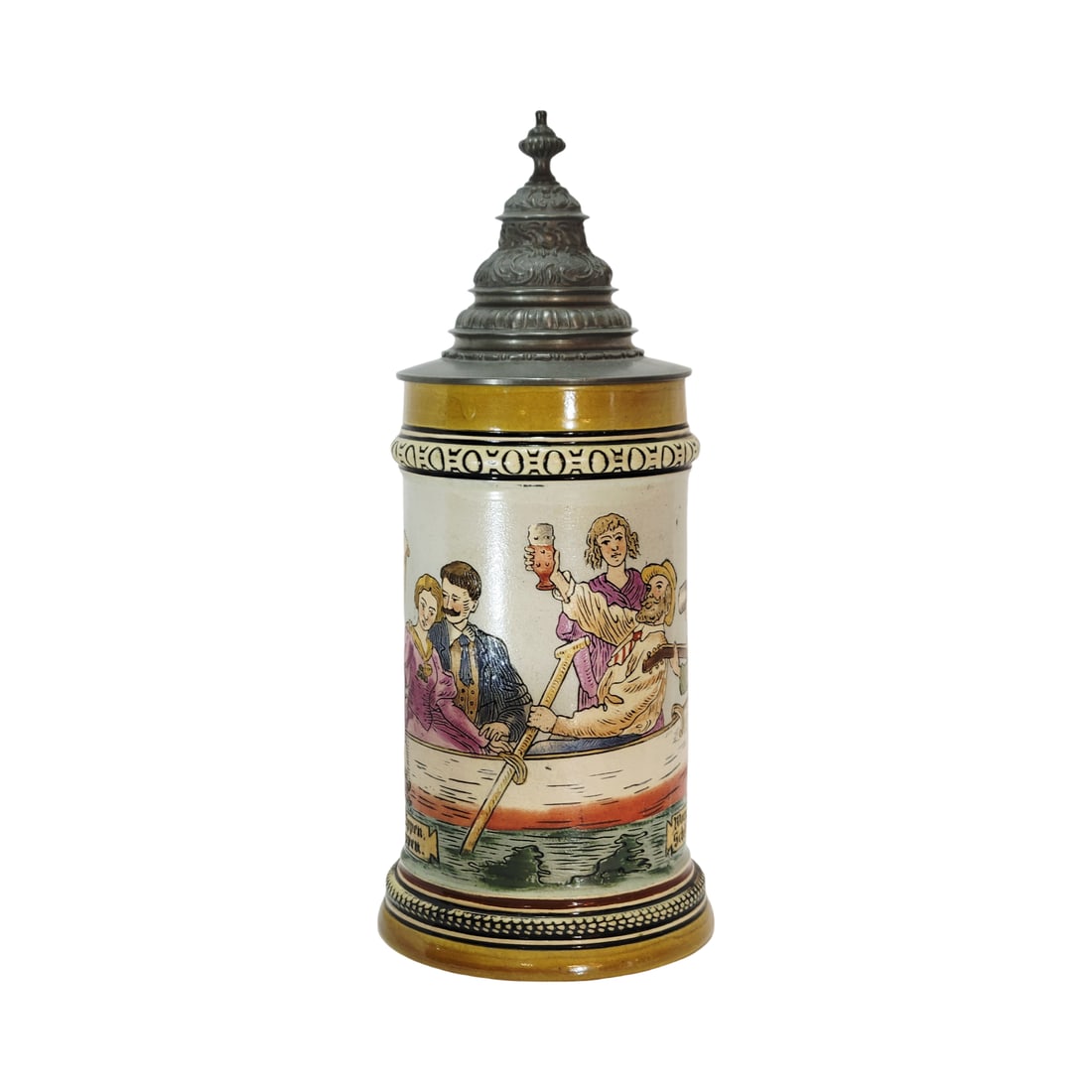Hauber & Reuther #446, German Beer Stein, Drinkers in a Rowboat (1 of 12)
