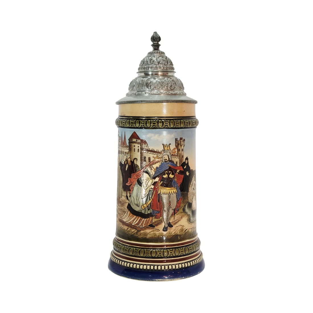 Hauber & Reuther #417, German Beer Stein, Lohengrin?s Departure (1 of 10)