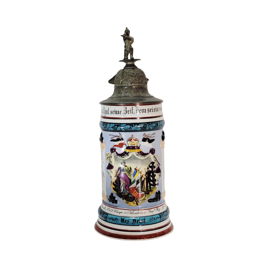 Porcelain Stein, German Regimental Beer Stein, 2. Comp. 1. Oberelsaiss. Inf. Reg. No. 167 Cassel (1 of 12)